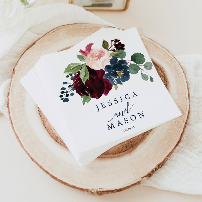 Serviette En Papier Mariage de la marine bourguignonne Napkin Cocktail (Créateur téléchargé)