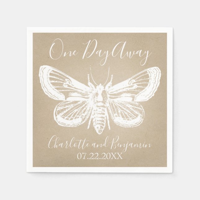Serviette En Papier Mariage de la répétition Rustique Kraft & Butterfl (Devant)