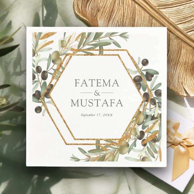 Serviette En Papier Mariage de la succursale d'or Feuille d'Olive (Créateur téléchargé)