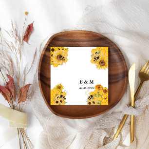 Serviette En Papier Mariage de l'abeille du tournesol jaune