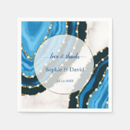 Serviette En Papier Mariage de l'agate Pearles de couleur bleu marine