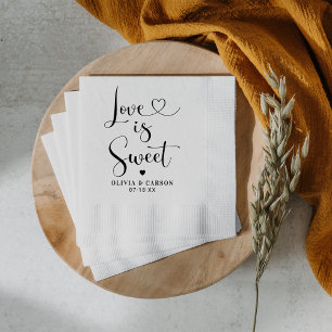 Serviette En Papier Mariage de l'Amour Élégant au Cœur Sucré