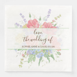 Serviette En Papier Mariage de l'aquarelle rustique Fleurs sauvages de