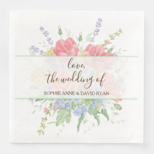 Serviette En Papier Mariage de l'aquarelle rustique Fleurs sauvages de