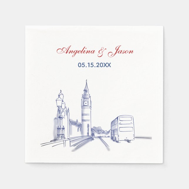Serviette En Papier Mariage de Londres (Devant)