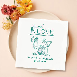 Serviette En Papier Mariage De Lunettes De Vin Personnalisées Drunin I