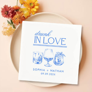 Serviette En Papier Mariage De Lunettes De Vin Personnalisées Drunin I