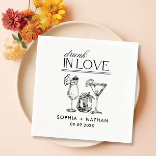 Serviette En Papier Mariage De Lunettes De Vin Personnalisées Drunin I