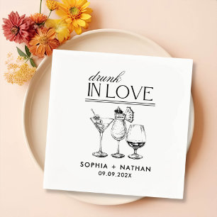 Serviette En Papier Mariage De Lunettes De Vin Personnalisées Drunin I