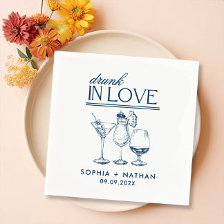 Serviette En Papier Mariage De Lunettes De Vin Personnalisées Drunin I