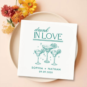 Serviette En Papier Mariage De Lunettes De Vin Personnalisées Drunin I