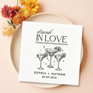 Serviette En Papier Mariage De Lunettes De Vin Personnalisées Drunin I