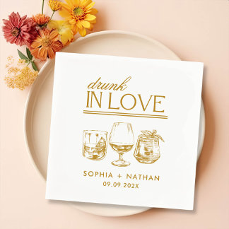 Serviette En Papier Mariage De Lunettes De Vin Personnalisées Drunin I