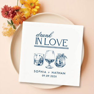 Serviette En Papier Mariage De Lunettes De Vin Personnalisées Drunin I