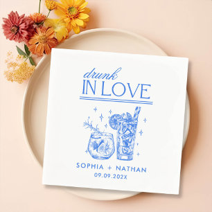 Serviette En Papier Mariage De Lunettes De Vin Personnalisées Drunin I