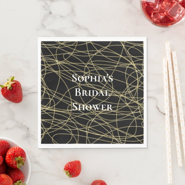 Serviette En Papier Mariage de mariage noir or abstrait (En situation)