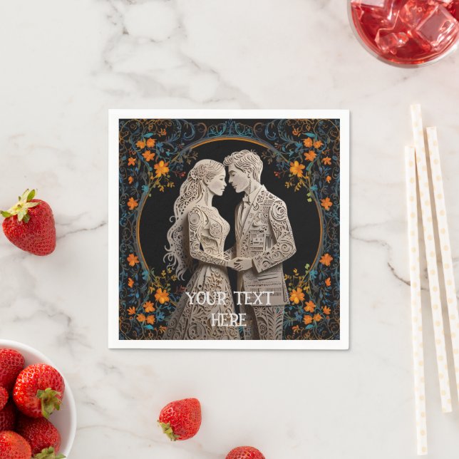 Serviette En Papier Mariage de mariée et de chambre personnalisée (En situation)