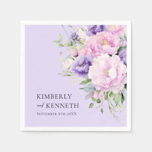 Serviette En Papier Mariage de Merci Floral rose violet