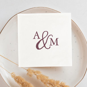 Serviette En Papier Mariage de monogramme d'Ampersand de Bourgogne