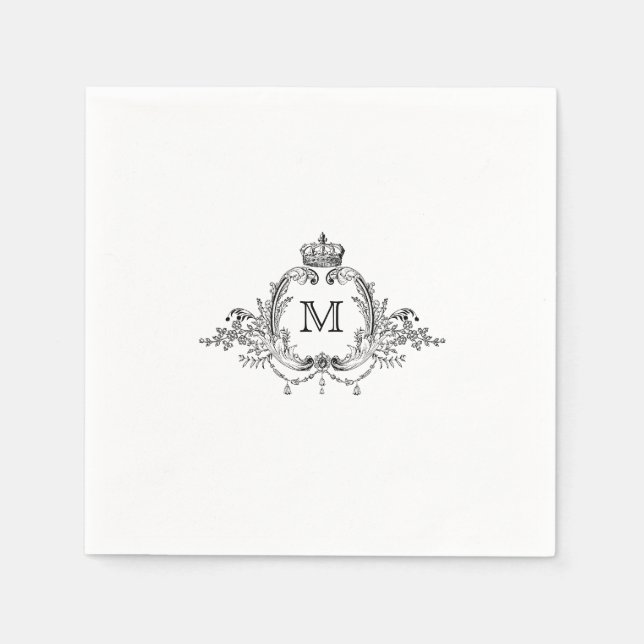 Serviette En Papier Mariage de monogramme de couronne royale (Devant)