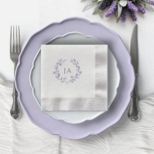 Serviette En Papier Mariage de monogramme de lavande