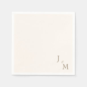 Serviette En Papier Mariage de monogramme or Elegant crème
