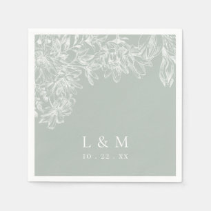 Serviette En Papier Mariage de monogramme vert pâle