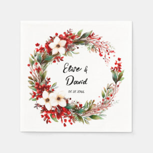 Serviette En Papier Mariage de Noël Poinsettia Wreath
