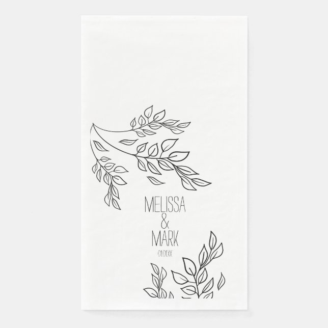 Serviette En Papier Mariage de nom vert noir (Devant)