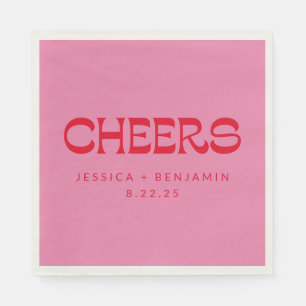 Serviette En Papier Mariage de noms de typographie rouge rose Super