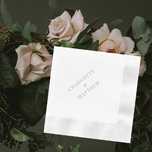 Serviette En Papier Mariage de noms personnalisés de texte Dusty Rose