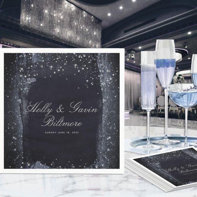 Serviette En Papier Mariage de nuit argenté Starry Cocktail Napkins (Créateur téléchargé)
