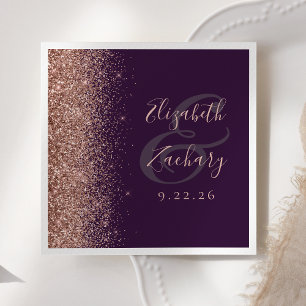 Serviette En Papier Mariage de Parties scintillant dorée Rose foncé mo