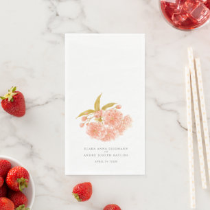 Serviette En Papier Mariage de pêche fleur d'aquarelle art