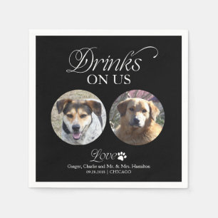Serviette En Papier Mariage de photo d'animal de compagnie minimaliste