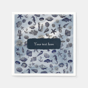 Serviette En Papier Mariage de plage coquillages nautiques vie marine