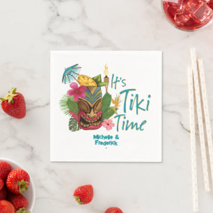 Serviette En Papier Mariage de plage d'été Luau Tiki Time
