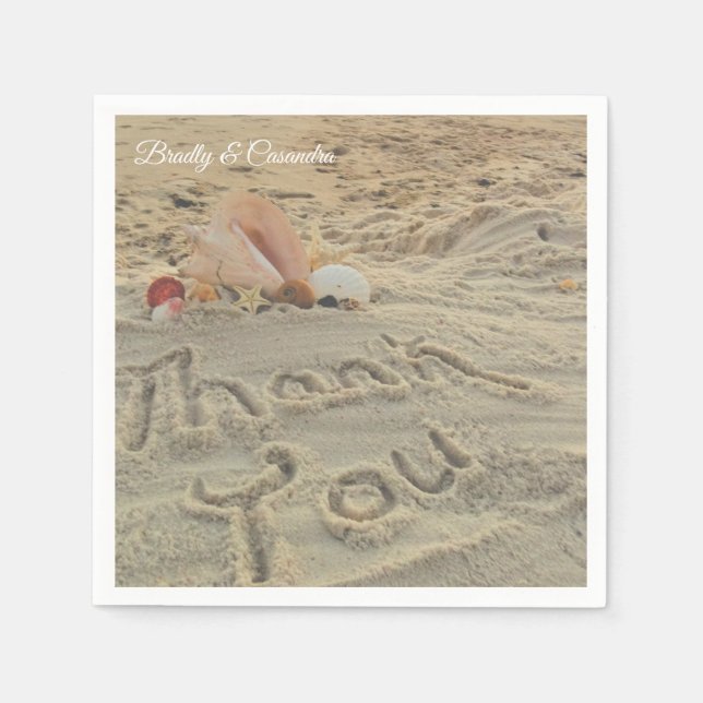 Serviette En Papier Mariage de plage moderne personnalisée Coques Merc (Devant)