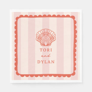Serviette En Papier Mariage de plage tropicale rosée de coquillage