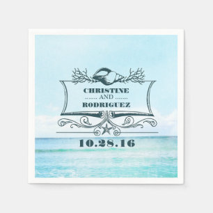 Serviette En Papier Mariage de plage Turquoise