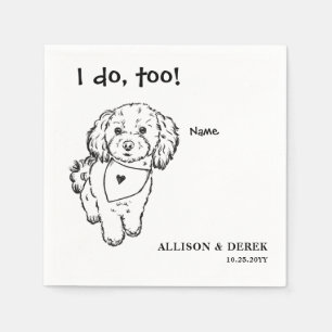 Serviette En Papier Mariage de portrait minimaliste noir et blanc