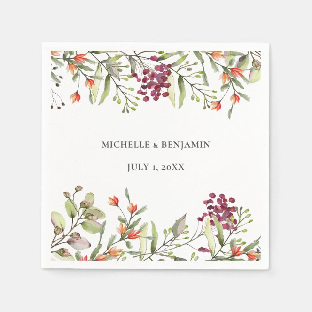 Serviette En Papier Mariage de prairie fleur sauvage (Devant)