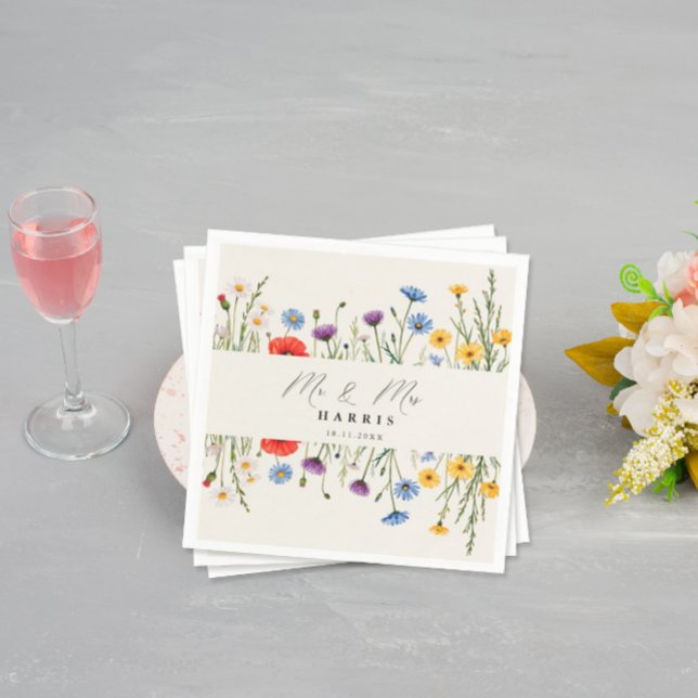 Serviette En Papier Mariage de prairie sauvage de printemps (Créateur téléchargé)