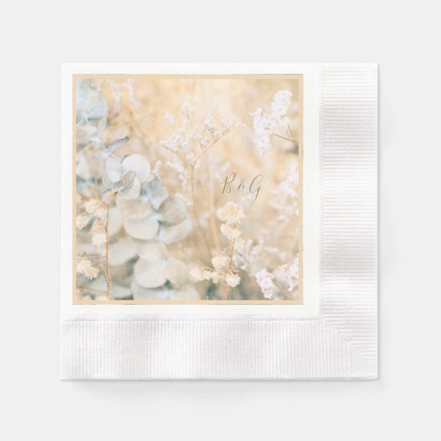 Serviette En Papier Mariage de pré-Fleur sauvage Pastel (Devant)