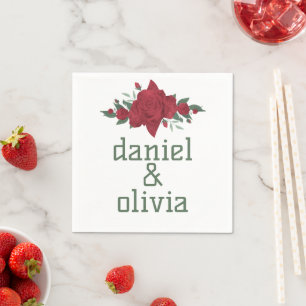 Serviette En Papier Mariage de Red Roses Boho