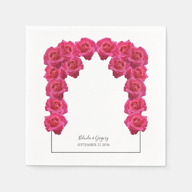 Serviette En Papier Mariage de roses roses rustiques (Devant)