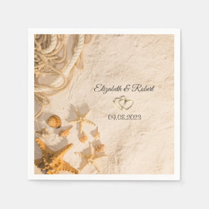 Serviette En Papier Mariage de sable de la corde des coquillages