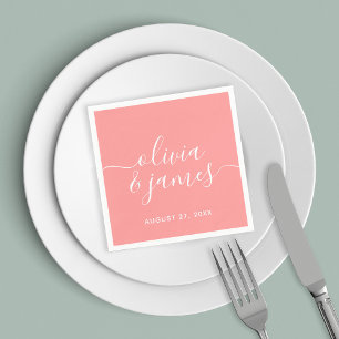 Serviette En Papier Mariage de script de calligraphie couleur modifiab