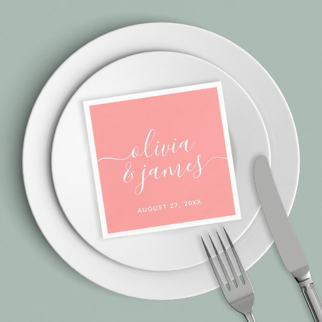 Serviette En Papier Mariage de script de calligraphie couleur modifiab (Créateur téléchargé)