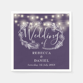 Serviette En Papier Mariage de script floral violet